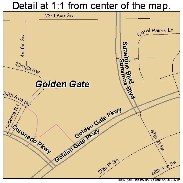 Golden Gate, Florida road map detail