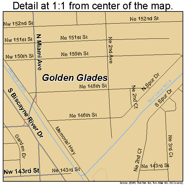 Golden Glades, Florida road map detail