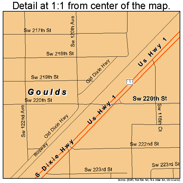 Goulds, Florida road map detail