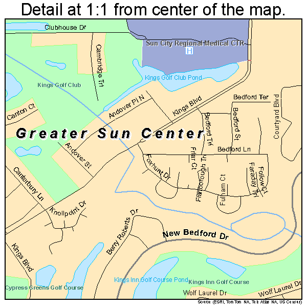 Greater Sun Center, Florida road map detail