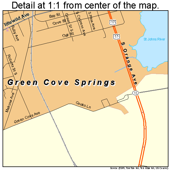 Green Cove Springs, Florida road map detail