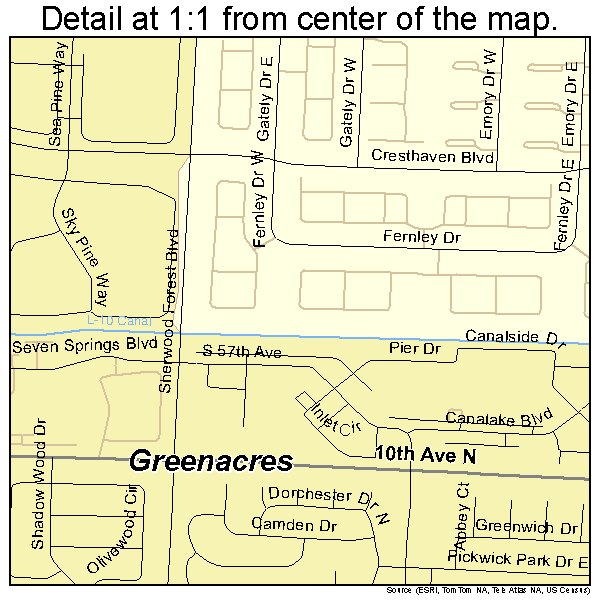 Greenacres, Florida road map detail