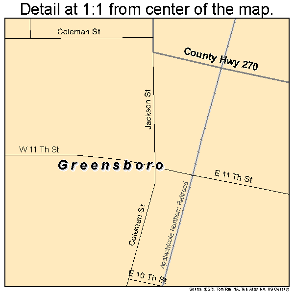 Greensboro, Florida road map detail