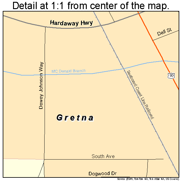 Gretna, Florida road map detail