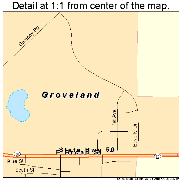 Groveland, Florida road map detail