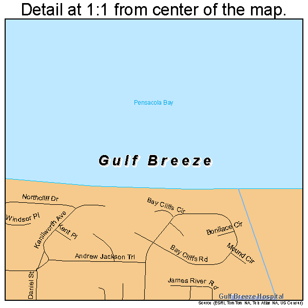Gulf Breeze, Florida road map detail