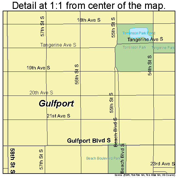 Gulfport, Florida road map detail