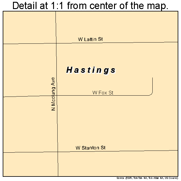 Hastings, Florida road map detail