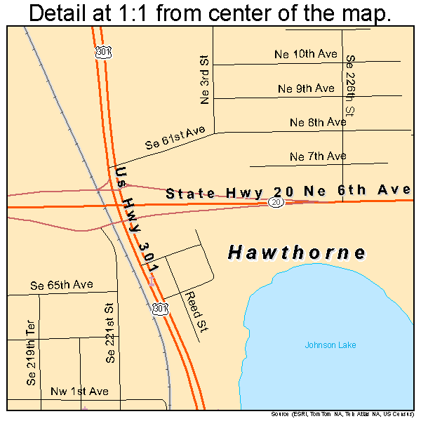 Hawthorne, Florida road map detail