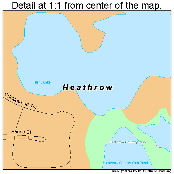 Heathrow, Florida road map detail