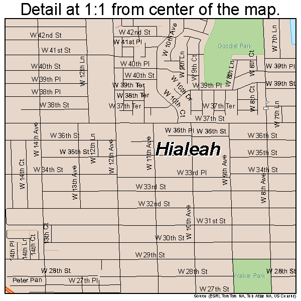 Hialeah, Florida road map detail