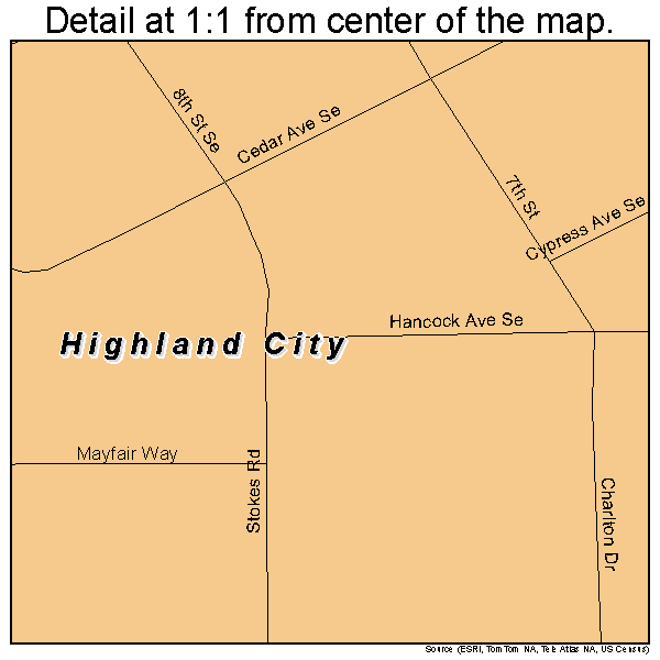 Highland City, Florida road map detail