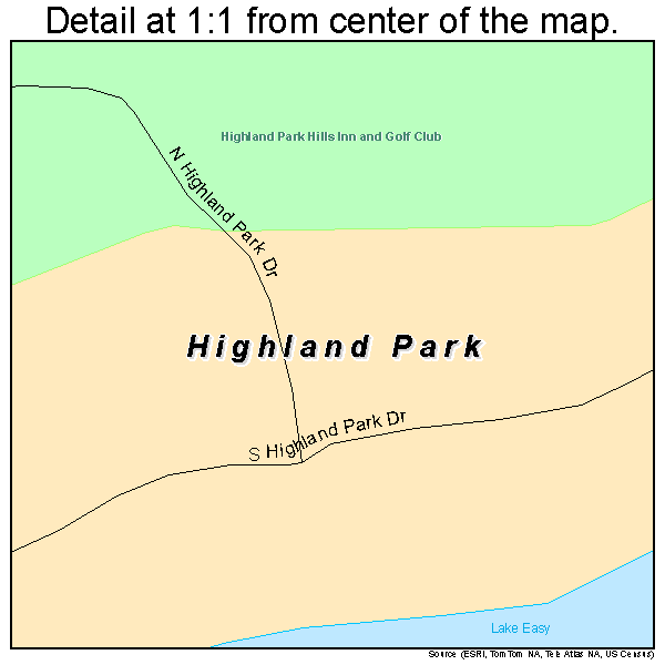 Highland Park, Florida road map detail