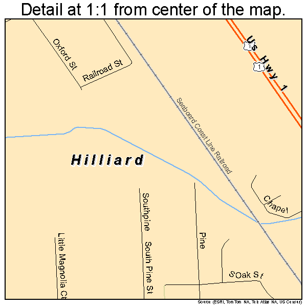 Hilliard, Florida road map detail