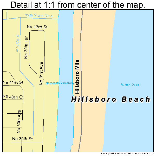 Hillsboro Beach, Florida road map detail