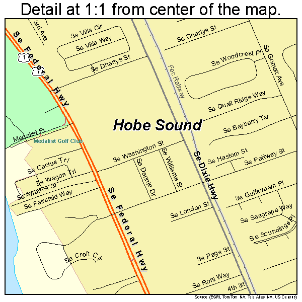 Hobe Sound, Florida road map detail