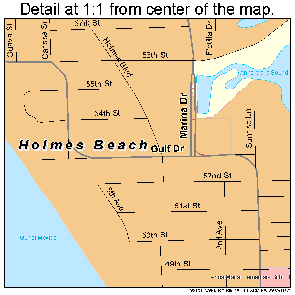 Holmes Beach, Florida road map detail