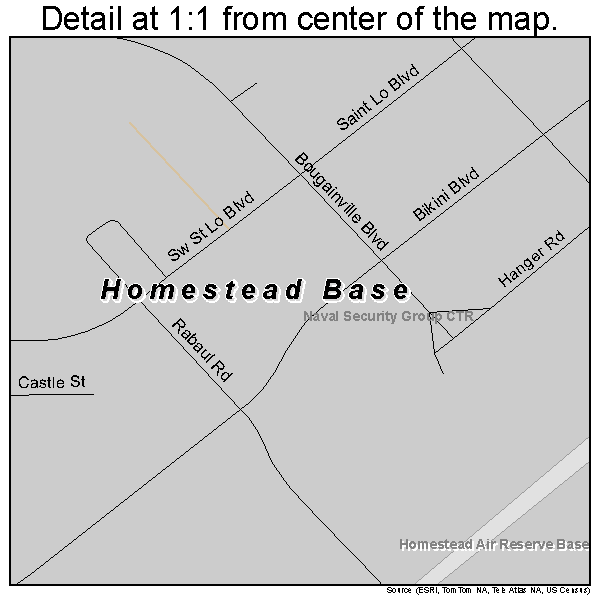 Homestead Base, Florida road map detail