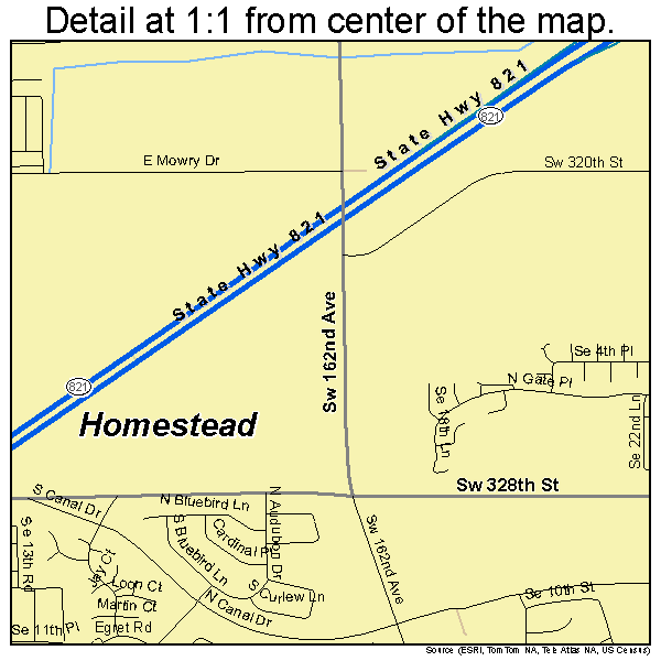 Homestead, Florida road map detail