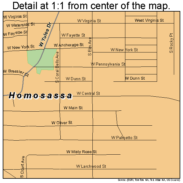 Homosassa, Florida road map detail