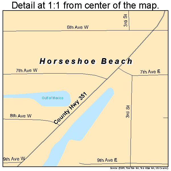 Horseshoe Beach, Florida road map detail