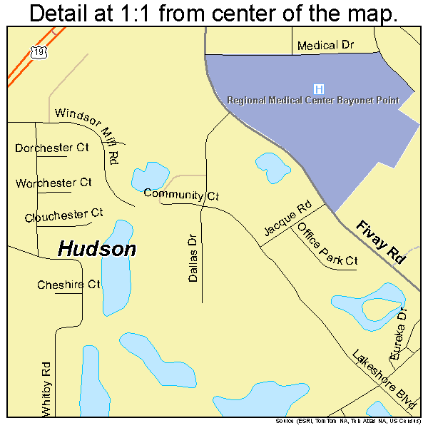 Hudson, Florida road map detail