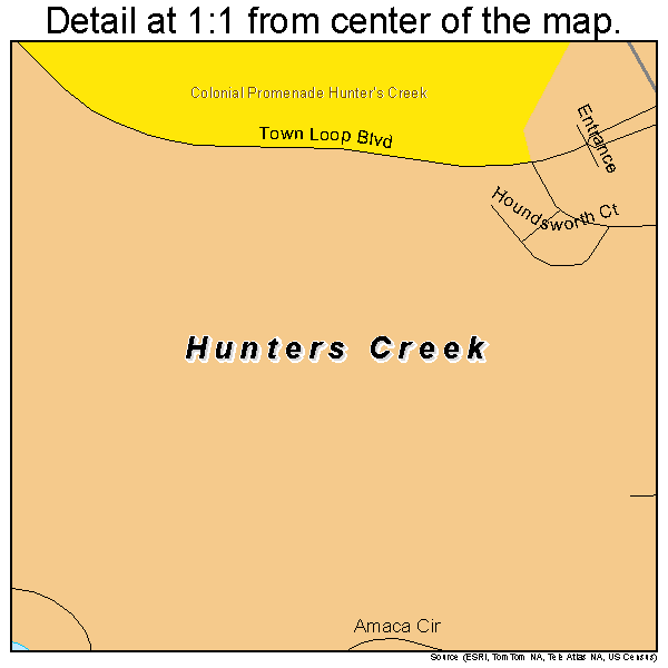 Hunters Creek, Florida road map detail