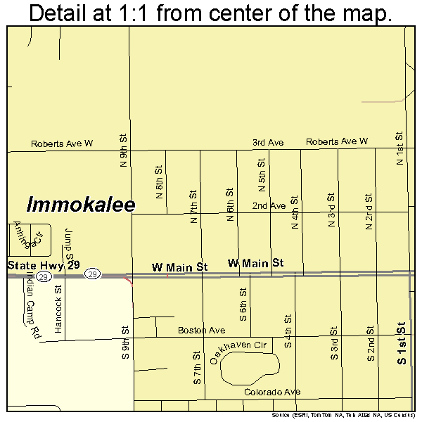 Immokalee, Florida road map detail