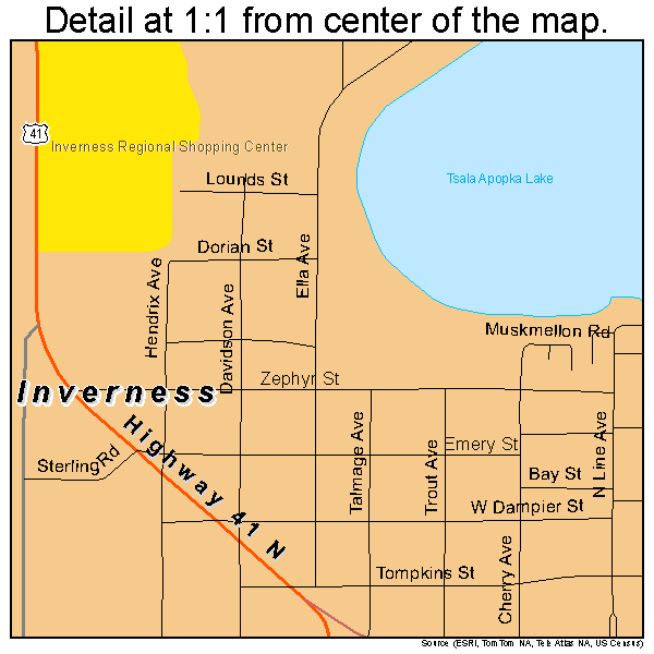 Inverness, Florida road map detail