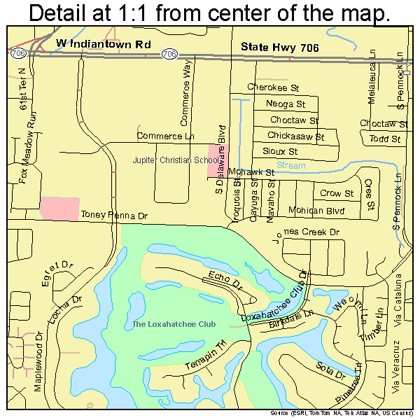 Jupiter, Florida road map detail