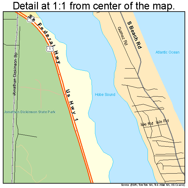 Jupiter Island, Florida road map detail