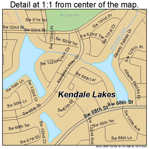 Kendale Lakes, Florida road map detail