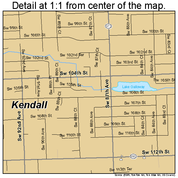 Kendall, Florida road map detail