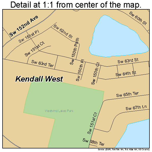 Kendall West, Florida road map detail