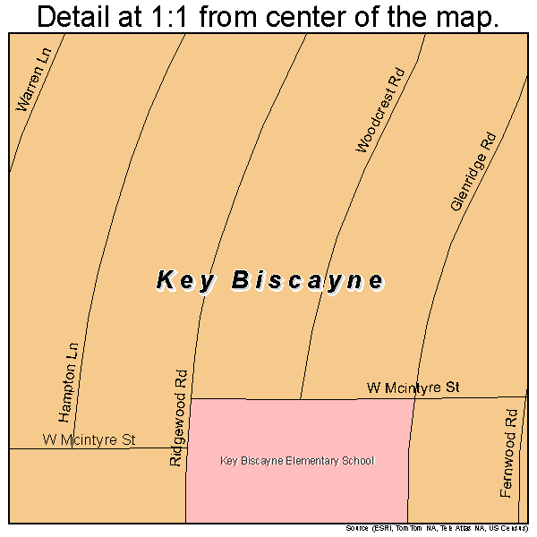 Key Biscayne, Florida road map detail