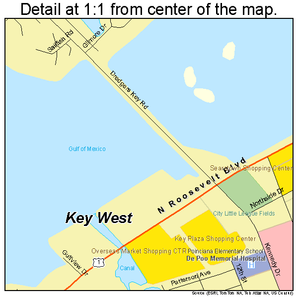 Key West, Florida road map detail