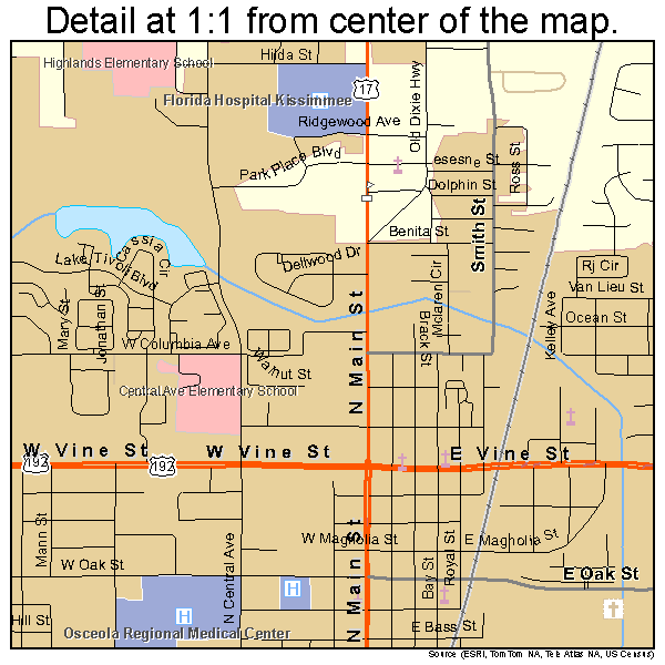 Kissimmee, Florida road map detail