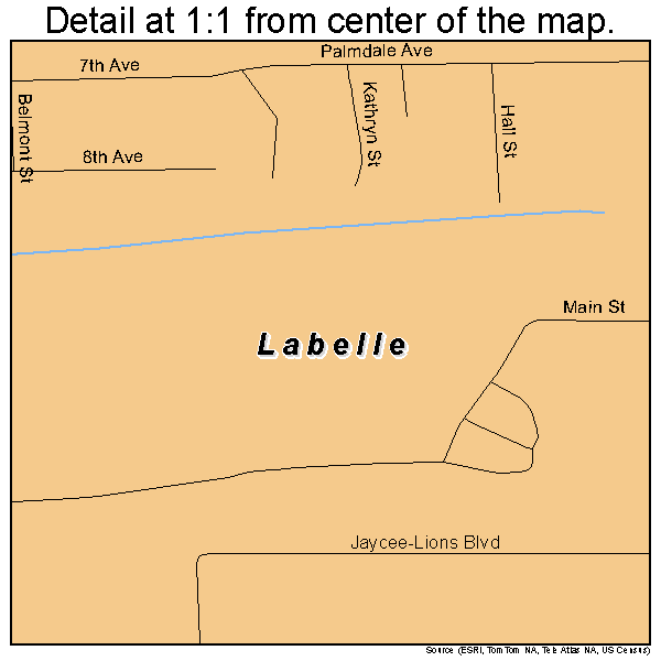 Labelle, Florida road map detail