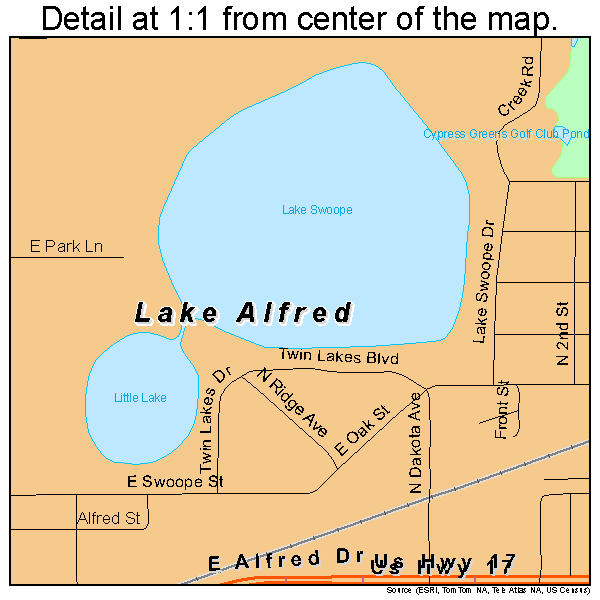 Lake Alfred, Florida road map detail
