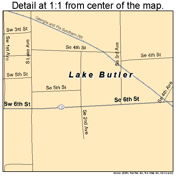 Lake Butler, Florida road map detail