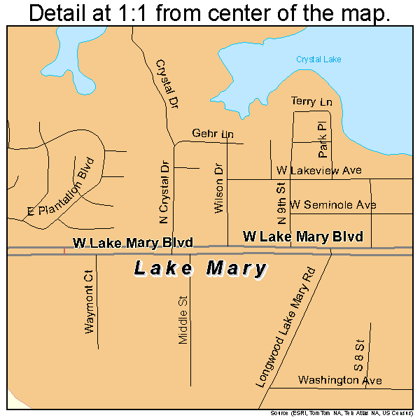 Lake Mary, Florida road map detail