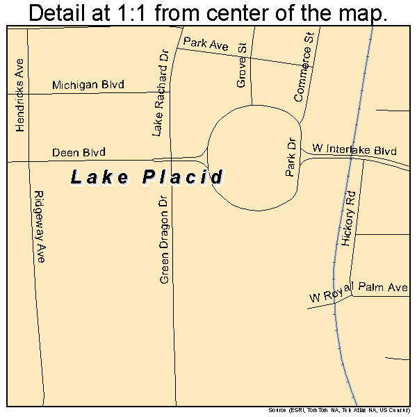 Lake Placid, Florida road map detail