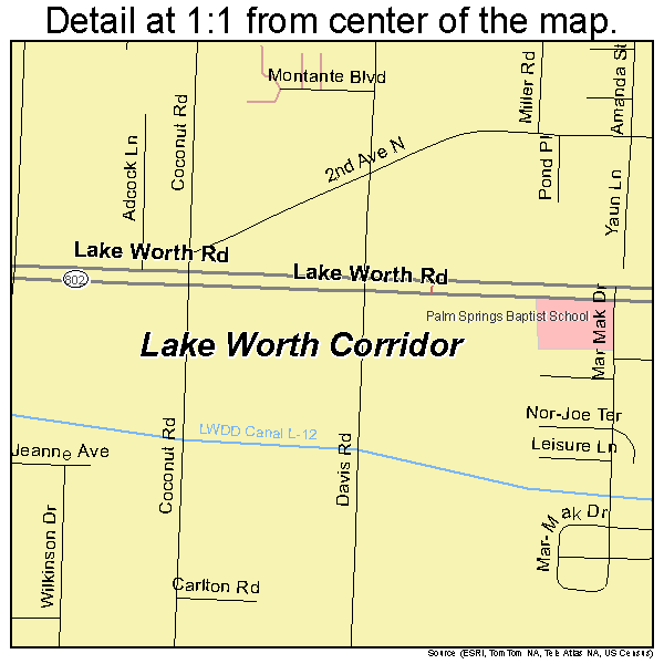 Lake Worth Corridor, Florida road map detail