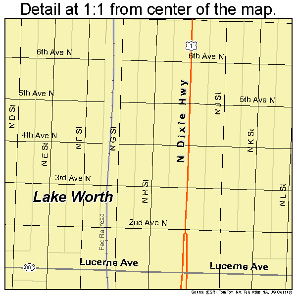 Lake Worth, Florida road map detail