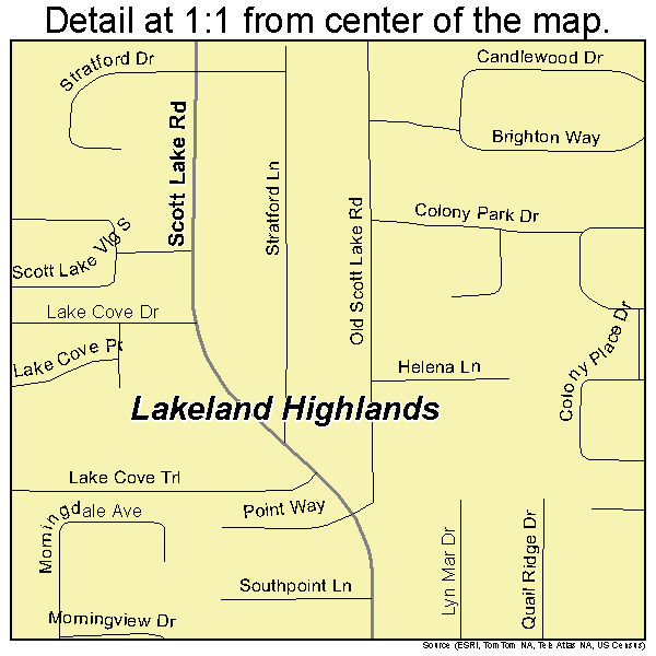 Lakeland Highlands, Florida road map detail