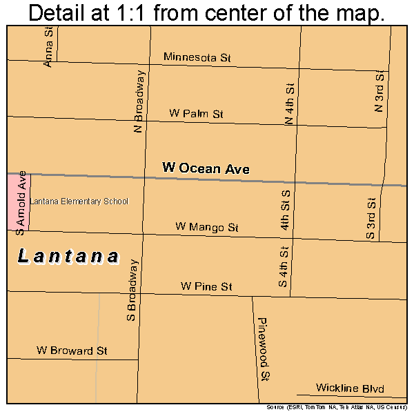 Lantana, Florida road map detail