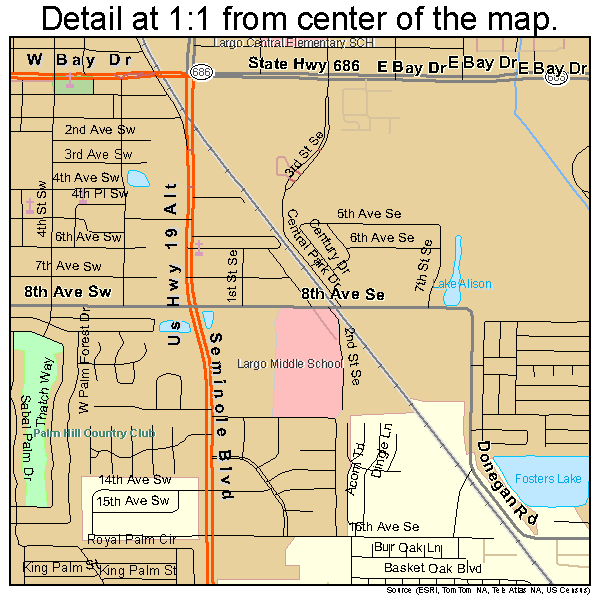 Largo, Florida road map detail