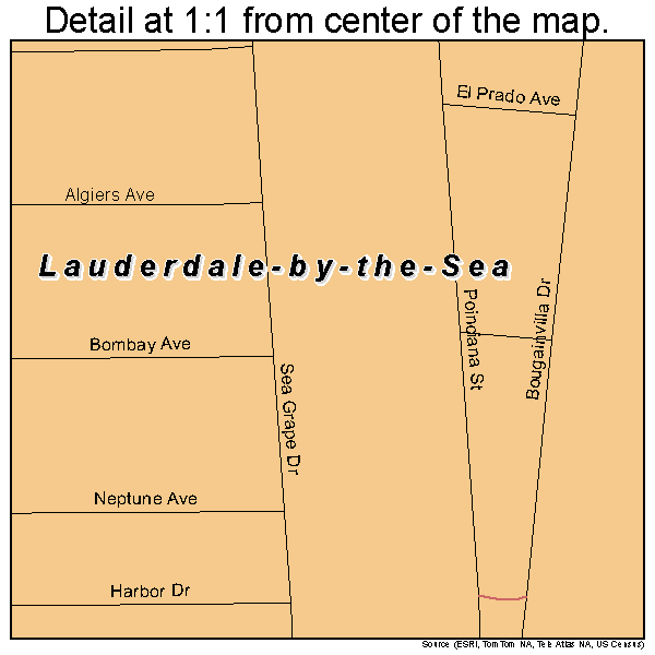 Lauderdale-by-the-Sea, Florida road map detail