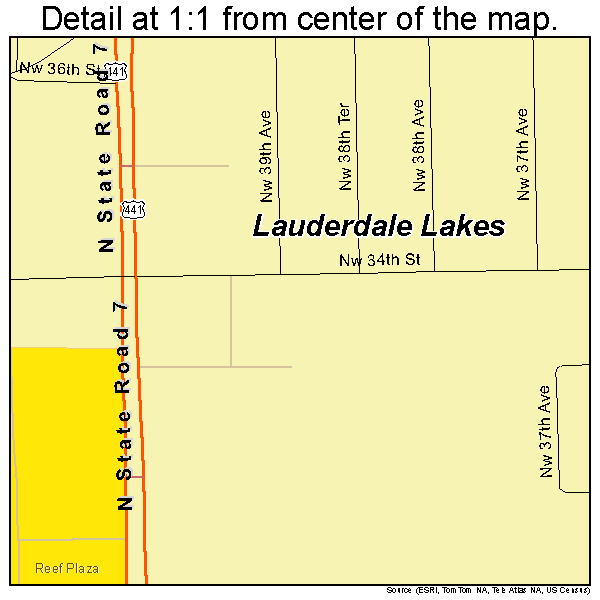 Lauderdale Lakes, Florida road map detail