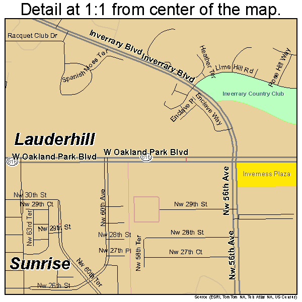 Lauderhill, Florida road map detail